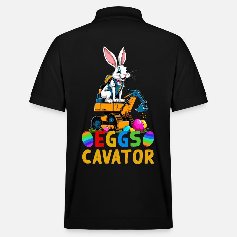 Lustiger Ostern Spruch Osterhase Baggerfahrer - Stanley/Stella Unisex Bio-Poloshirt PREPSTER - Schwarz