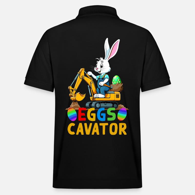 Lustiger Ostern Spruch Osterhase Baggerfahrer - Stanley/Stella Unisex Bio-Poloshirt PREPSTER - Schwarz