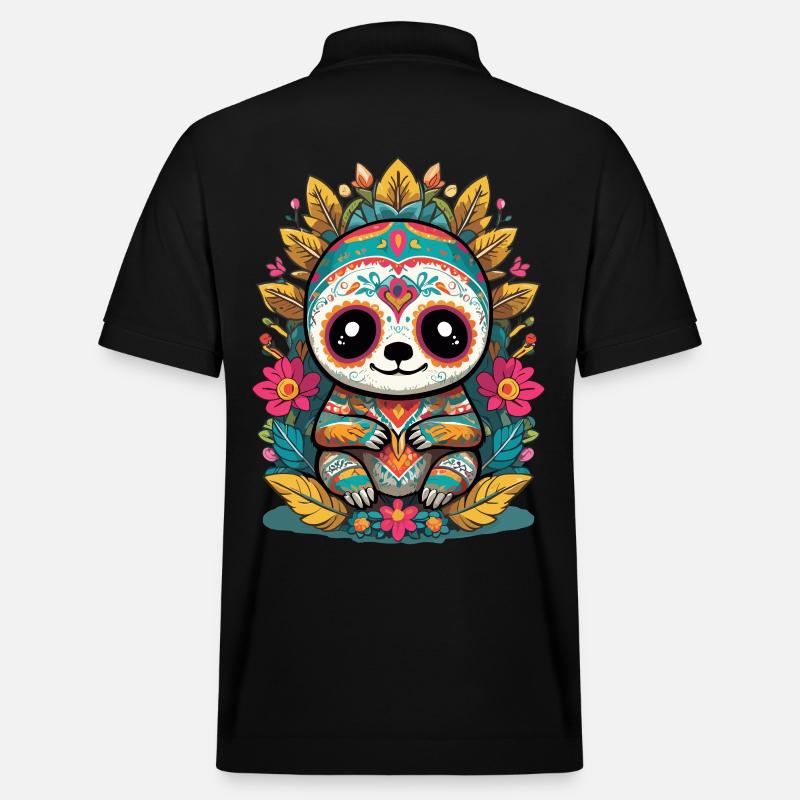 Faultier Ikonischer Zuckerschädel Mexiko - Stanley/Stella Unisex Bio-Poloshirt PREPSTER - Schwarz