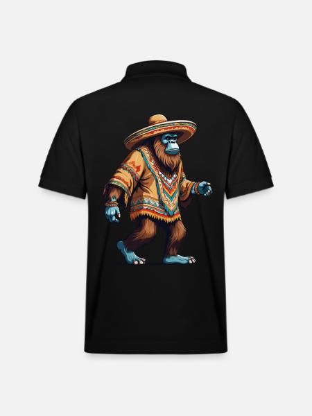 Mexican Bigfoot Sasquatch Sombrero - Stanley/Stella Unisex Organic Polo Shirt PREPSTER - black