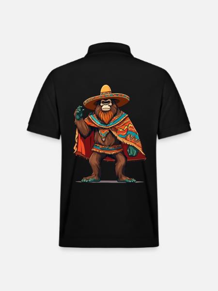 Mexican Bigfoot Sasquatch Sombrero - Stanley/Stella Unisex Organic Polo Shirt PREPSTER - black
