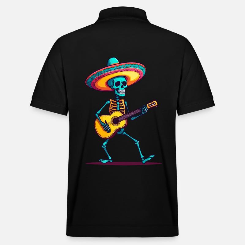 Guitariste squelette mariachi mexicain - Polo PREPSTER bio Stanley/Stella Unisexe - noir