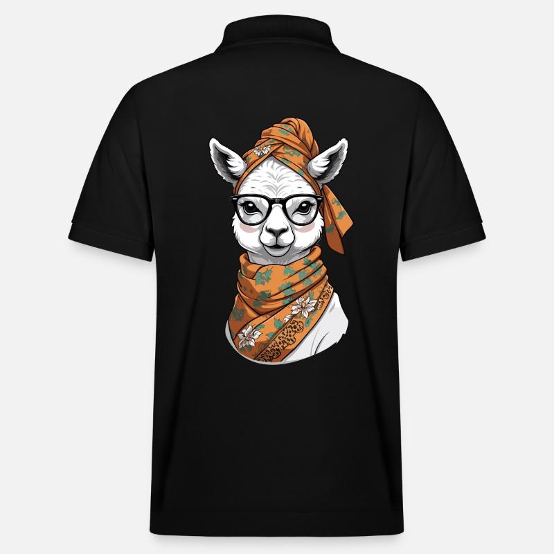 Lustiges Lama Alpaca Mutter Design - Stanley/Stella Unisex Bio-Poloshirt PREPSTER - Schwarz