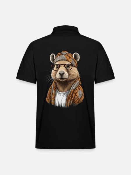 Drôle Capymama Capybara Mère Design - Polo PREPSTER bio Stanley/Stella Unisexe - noir