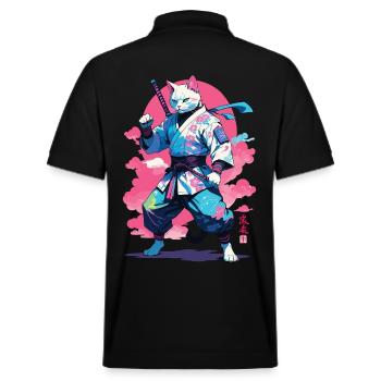 Conception esthétique Samurai Cat Vaporwave - Polo PREPSTER bio Stanley/Stella Unisexe - noir - Dos - Andy (188cm)