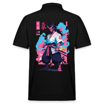 Samouraï Oni Yokai Esthétique Style Vaporwave - Polo PREPSTER bio Stanley/Stella Unisexe - noir - Dos - Andy (188cm)