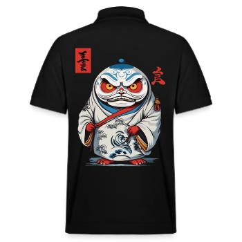Japanischer Daruma Ästhetik Yokai Vintage - Stanley/Stella Unisex Bio-Poloshirt PREPSTER - Schwarz - Hinten - Andy (188cm)