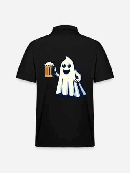 Funny Boozing Ghost Halloween Party - Stanley/Stella Unisex Organic Polo Shirt PREPSTER - black