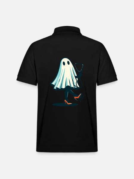 Funny Nurse Geriatric Nurse Ghost - Stanley/Stella Unisex Organic Polo Shirt PREPSTER - black