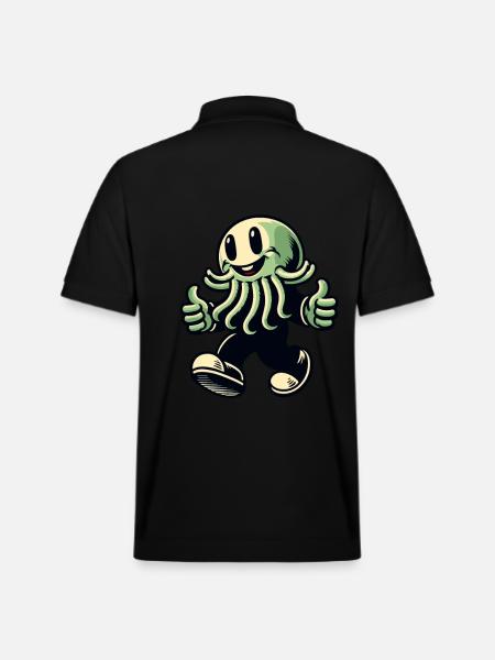 Funny Happy Cthulhu Funny Cthulhu - Stanley/Stella Unisex Organic Polo Shirt PREPSTER - black