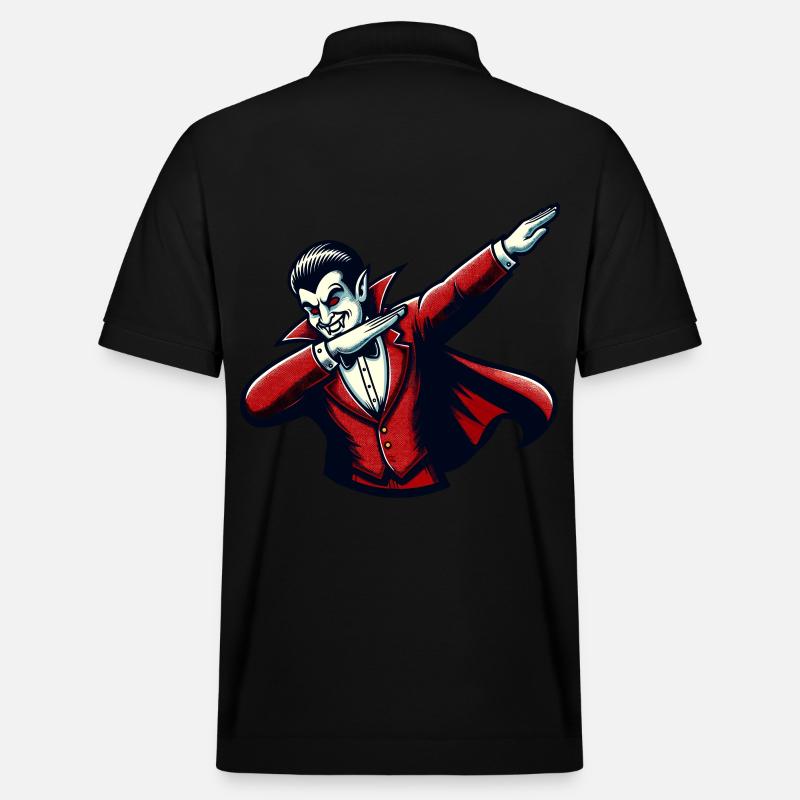 Dabbing Vampire Funny Dabbing Design - Stanley/Stella Unisex Organic Polo Shirt PREPSTER - black