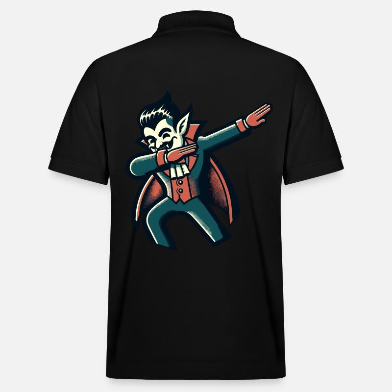 Dabbing Vampire Funny Dabbing Design - Stanley/Stella Unisex Organic Polo Shirt PREPSTER - black