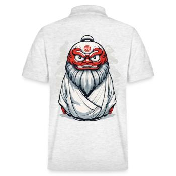 Japanischer Daruma Ästhetik Yokai Vintage - Stanley/Stella Unisex Bio-Poloshirt PREPSTER - Weiß meliert - Hinten - Andy (188cm)