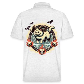 Cute Lucifer Cat Funny Cats Summoning - Stanley/Stella Unisex Organic Polo Shirt PREPSTER - heather white - Back - Andy (188cm)