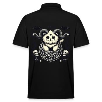 Cute Lucifer Cat Funny Cats Summoning - Stanley/Stella Unisex Organic Polo Shirt PREPSTER - black - Back - Andy (188cm)