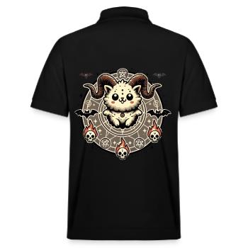 Kawaii Lucifer Cat Funny Cats Summoning - Stanley/Stella Unisex Organic Polo Shirt PREPSTER - black - Back - Andy (188cm)