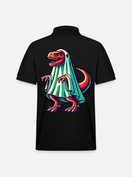 Cute Dinosaur Ghost Funny T-Rex - Stanley/Stella Unisex Organic Polo Shirt PREPSTER - black