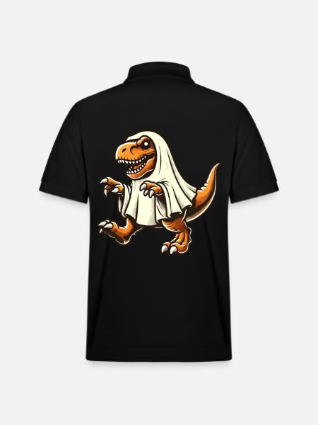 Cute Dinosaur Ghost Funny T-Rex - Stanley/Stella Unisex Organic Polo Shirt PREPSTER - black