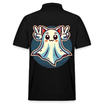 Oreilles de chat fantôme Kemonomimi fille Halloween - Polo PREPSTER bio Stanley/Stella Unisexe - noir - Dos - Andy (188cm)