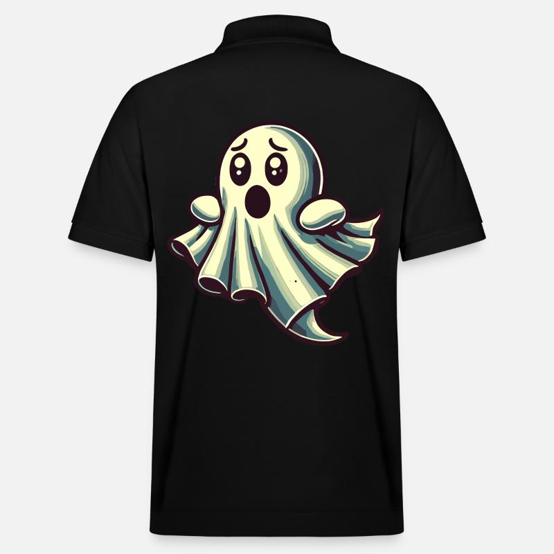 Scared Ghost Funny Ghost Design - Stanley/Stella Unisex Organic Polo Shirt PREPSTER - black