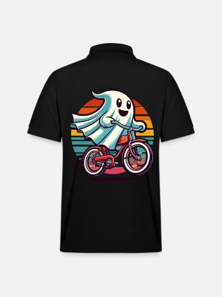 Bicycle Riding Ghost Funny Ghost - Stanley/Stella Unisex Organic Polo Shirt PREPSTER - black