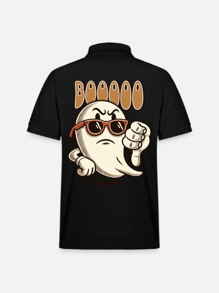 Booing Ghost Funny Ghost Design - Stanley/Stella Unisex Organic Polo Shirt PREPSTER - black