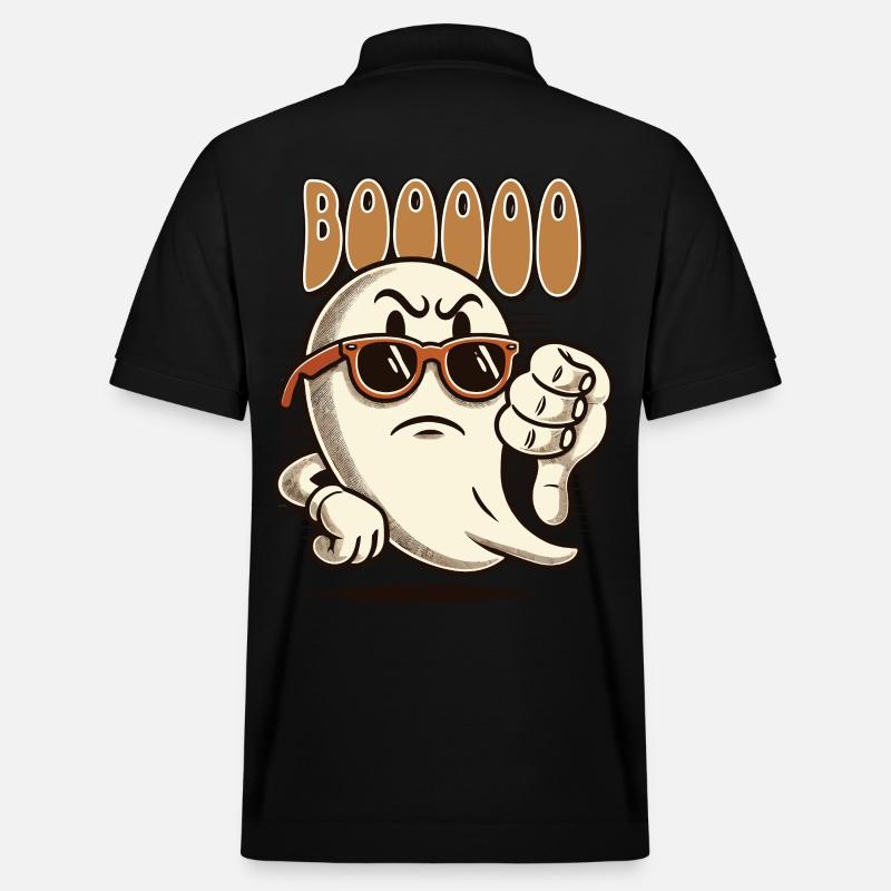 Booing Ghost Funny Ghost Design - Stanley/Stella Unisex Organic Polo Shirt PREPSTER - black