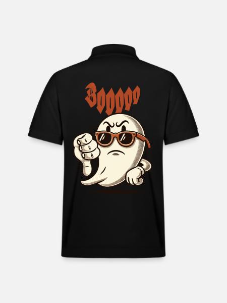 Booing Ghost Funny Ghost Design - Stanley/Stella Unisex Organic Polo Shirt PREPSTER - black