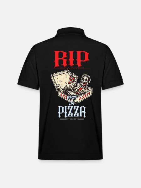Spooky Funny Pizza Lover Zombie - Stanley/Stella Unisex Organic Polo Shirt PREPSTER - black