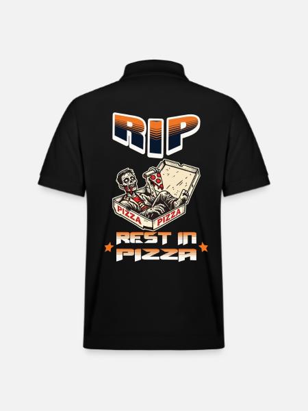 Spooky Funny Pizza Lover Zombie - Stanley/Stella Unisex Organic Polo Shirt PREPSTER - black