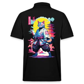 Conception esthétique Samurai Cat Vaporwave - Polo PREPSTER bio Stanley/Stella Unisexe - noir - Dos - Andy (188cm)
