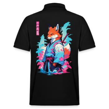 Kitsune Samurai Fox Esthétique Style Vaporwave - Polo PREPSTER bio Stanley/Stella Unisexe - noir - Dos - Andy (188cm)