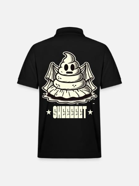 Halloween Poop Pile Ghost Sheet - Stanley/Stella Unisex Organic Polo Shirt PREPSTER - black