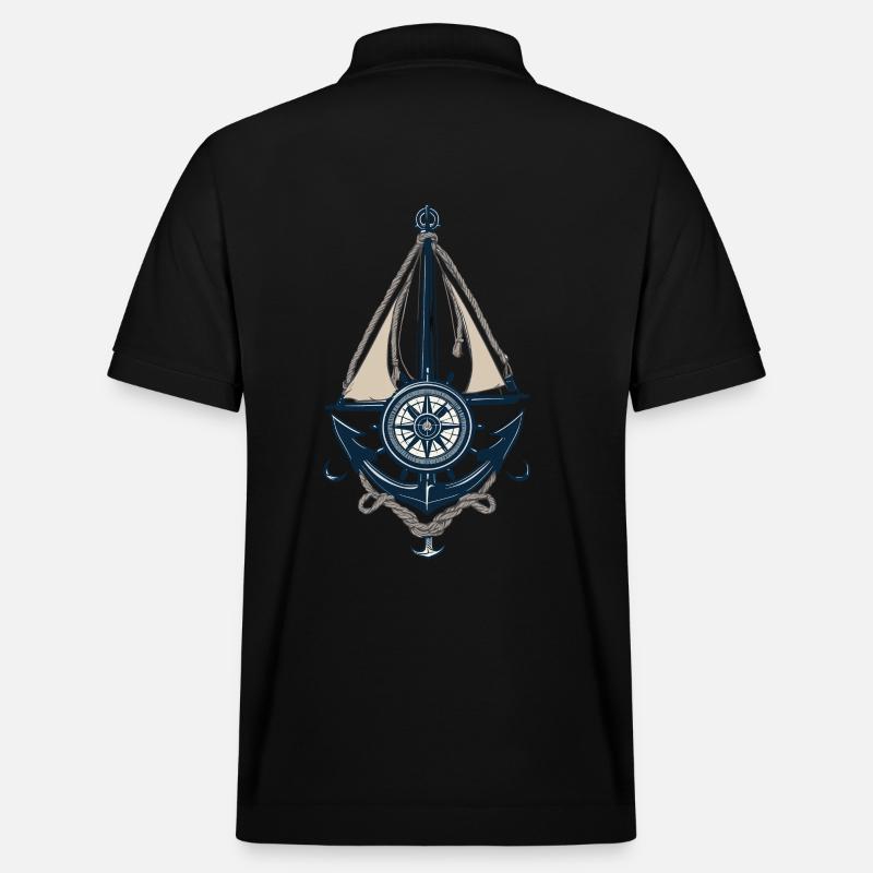 Capitaine volant ancre voilier illustration - Polo PREPSTER bio Stanley/Stella Unisexe - noir