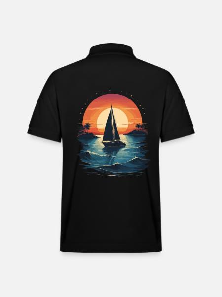 Sunset Sailing Adventure Sea - Stanley/Stella Unisex Organic Polo Shirt PREPSTER - black