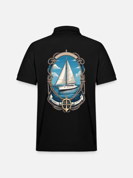 âSailboat adventure on the high seas - Stanley/Stella Unisex Organic Polo Shirt PREPSTER - black