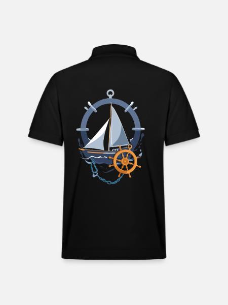 Maritime sailing adventure motif - Stanley/Stella Unisex Organic Polo Shirt PREPSTER - black