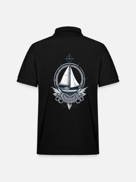 Sailboat Compass Nautical Adventure - Stanley/Stella Unisex Organic Polo Shirt PREPSTER - black