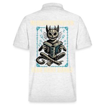 Meowcronomicon Lies Gute Bücher - Stanley/Stella Unisex Bio-Poloshirt PREPSTER - Weiß meliert - Hinten - Andy (188cm)