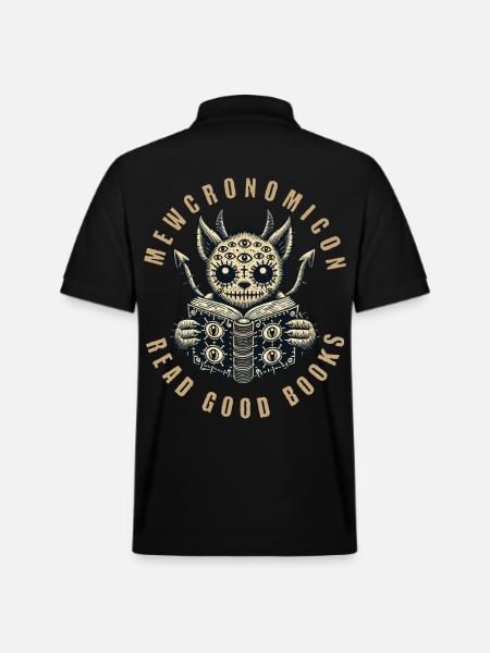 Mewcronomicon Read Good Books - Stanley/Stella Unisex Organic Polo Shirt PREPSTER - black