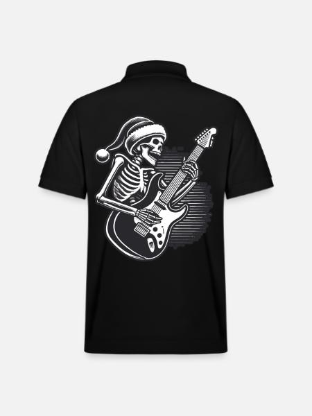 Skeleton Christmas Rock Guitarist - Stanley/Stella Unisex Organic Polo Shirt PREPSTER - black