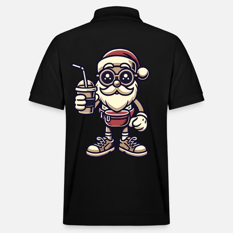 Père Noël snob avec boisson - Polo PREPSTER bio Stanley/Stella Unisexe - noir