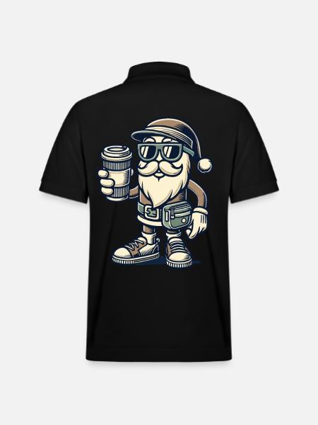 Snob Santa Claus with coffee - Stanley/Stella Unisex Organic Polo Shirt PREPSTER - black