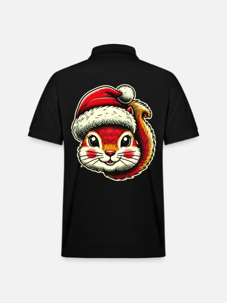 Merry Squirrel Christmas - Stanley/Stella Unisex Organic Polo Shirt PREPSTER - black