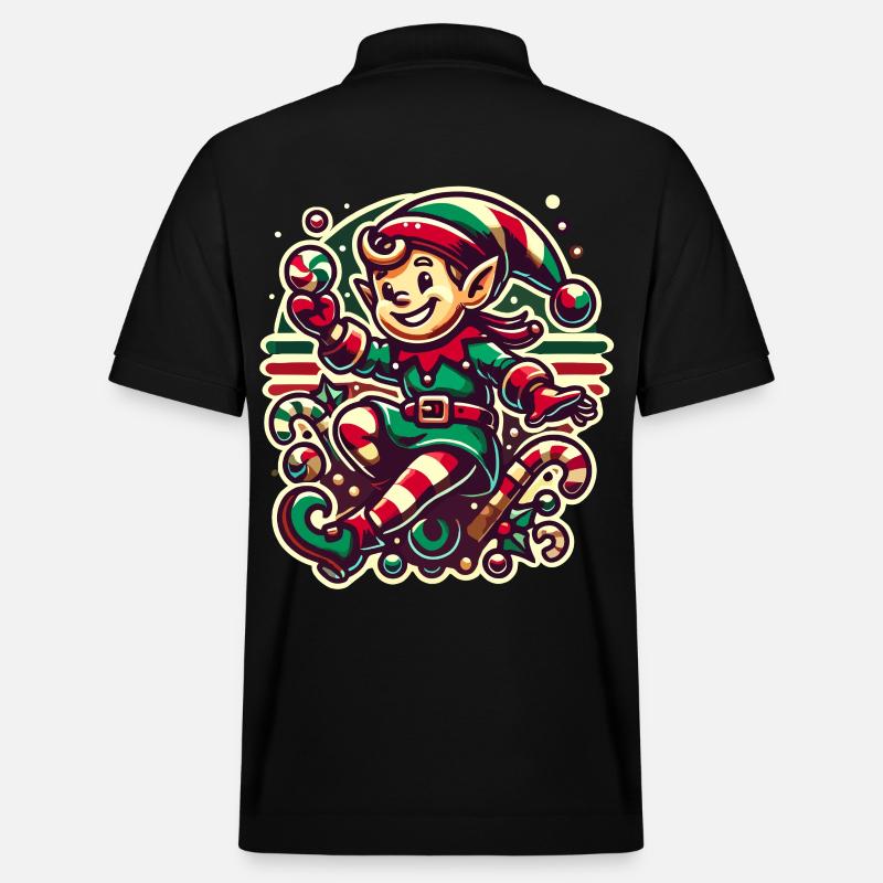 Fröhlicher Weihnachtswichtel Illustration - Stanley/Stella Unisex Bio-Poloshirt PREPSTER - Schwarz