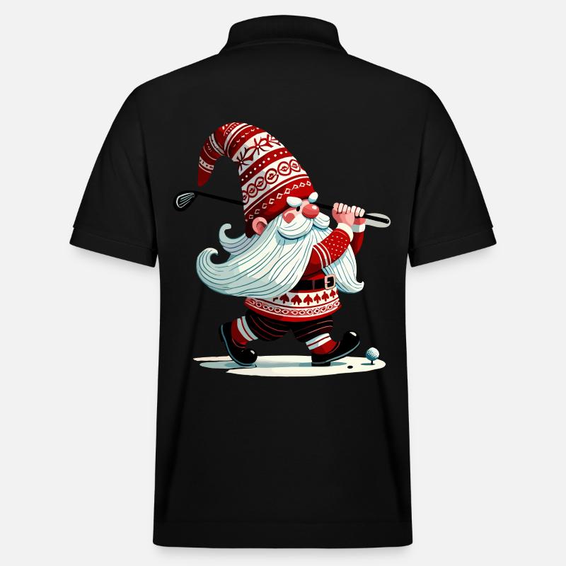 Golfspiller Nisse Dværg Jul Golfspiller Elf - Stanley/Stella PREPSTER økologisk unisex poloshirt - sort