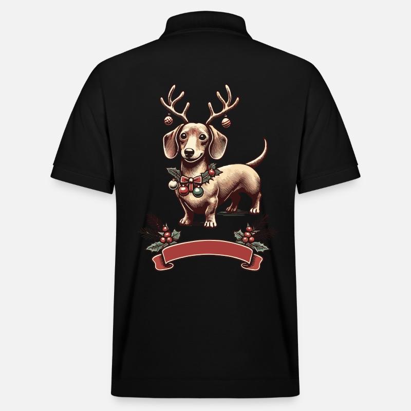 Teckel de Noël avec bois - Polo PREPSTER bio Stanley/Stella Unisexe - noir