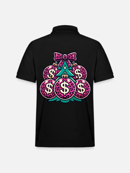 Christmas Tree with Dollar Balls - Stanley/Stella Unisex Organic Polo Shirt PREPSTER - black