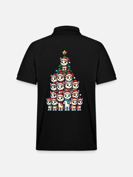 Christmas Cats Christmas Tree Fun - Stanley/Stella Unisex Organic Polo Shirt PREPSTER - black