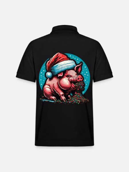 Christmas Greedy Pig Gluttony - Stanley/Stella Unisex Organic Polo Shirt PREPSTER - black
